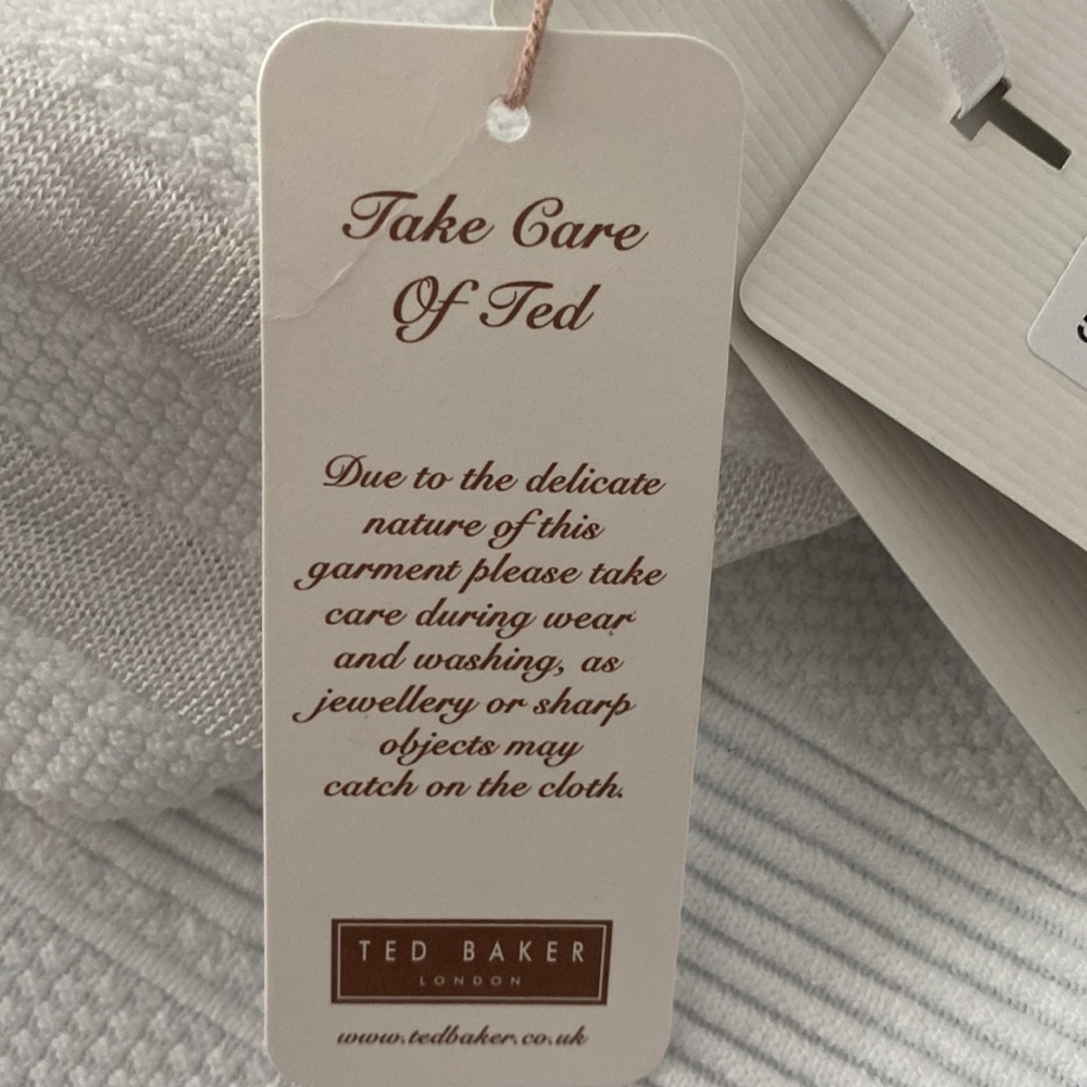 White Ted Baker One Shoulder Dress Size 3 & 4 (8 & 10) NWT - Picture 9 of 10